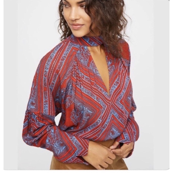 FREE PEOPLE Walking On A Dream Cut Out Choker Tunic Top Size XS - Picture 6 of 13